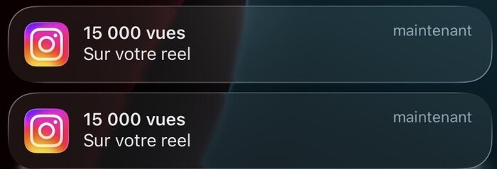 Notifications 15 000 vues